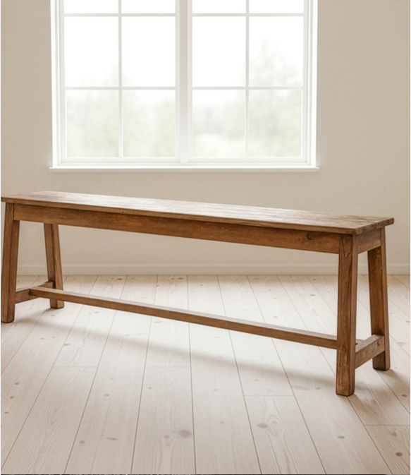 Træbænk af genbrugstræ - lang