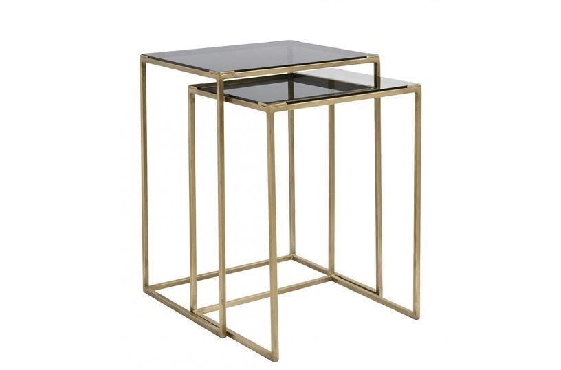 INDSKUDSBORDE GOLD METAL SORT GLAS