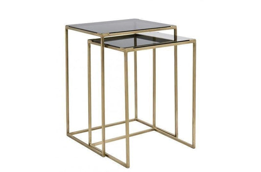 INDSKUDSBORDE GOLD METAL SORT GLAS