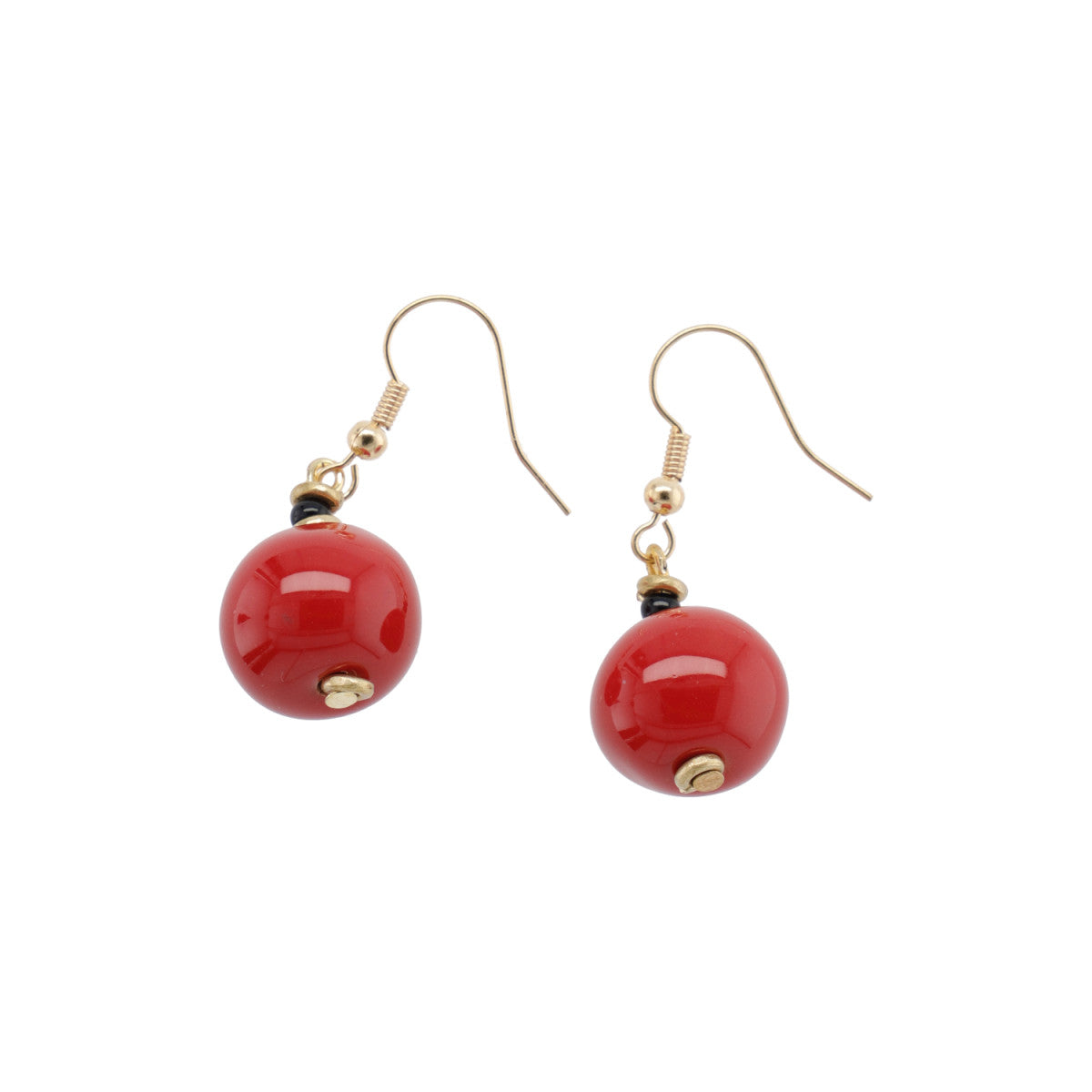 Perleøreringe - Round - Bright Red