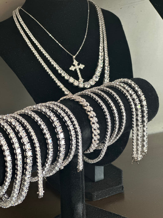 ARMBÅND PLATINBELAGT SØLV 5 MM MOISSANITE