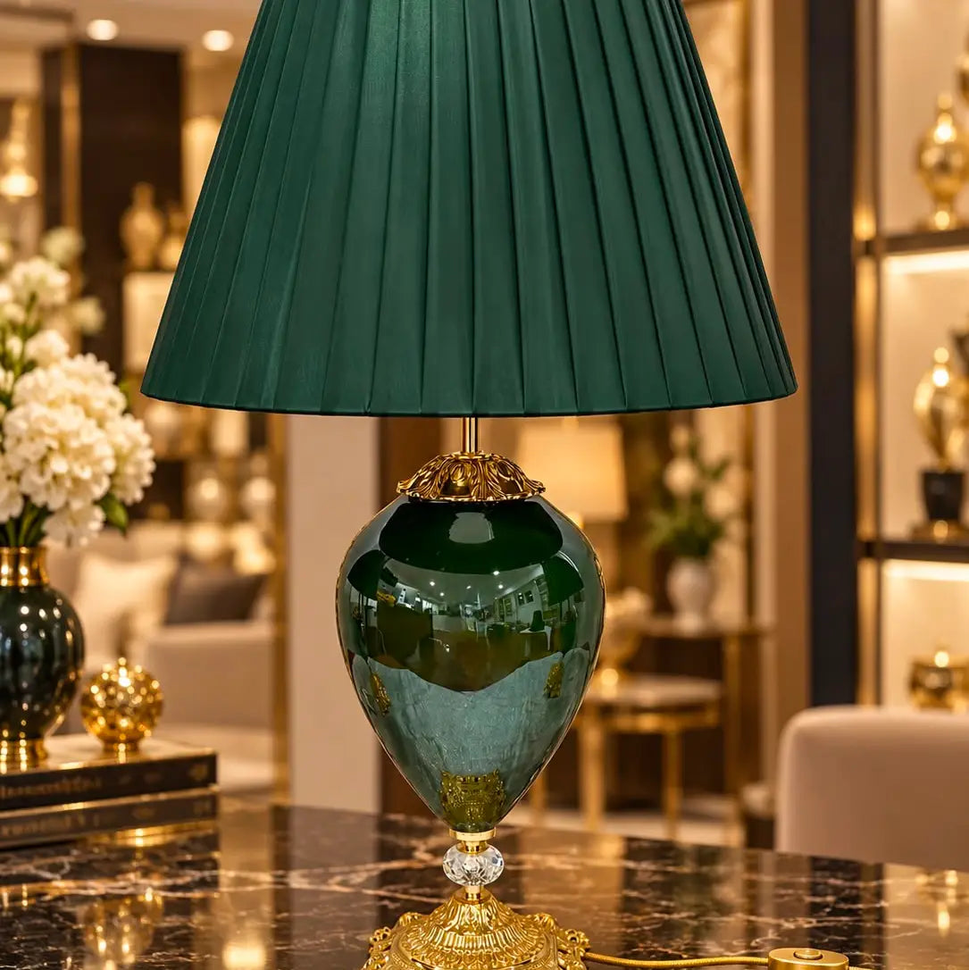 Stor Mary-lampe i grøn med grøn lampeskærm - 70 cm