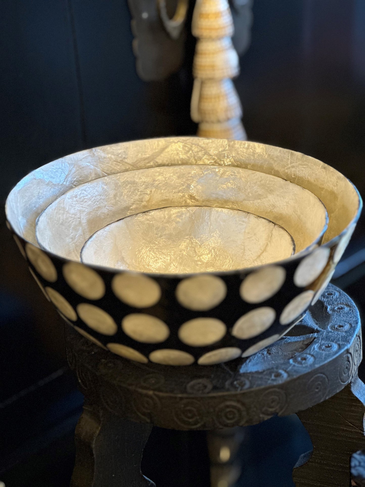 CAPIZ SHELLS BOWLS SET/3