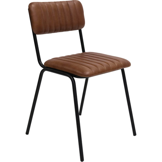 Trademark Living Diner spisebordsstol med quiltet læder - brun/sort