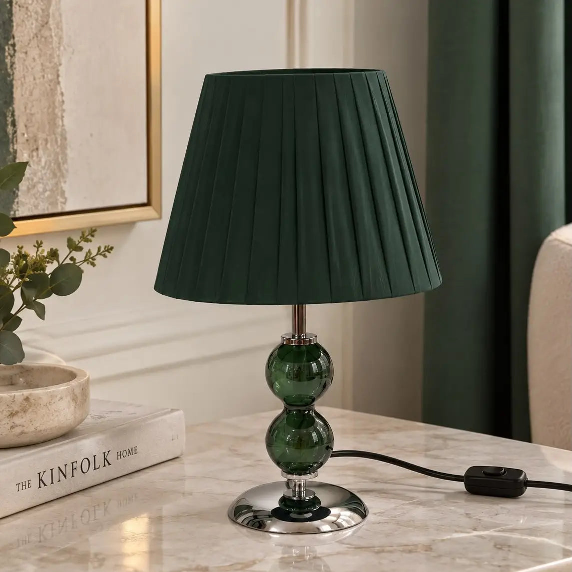 Lille Elizabeth-lampe wengégrøn med grøn lampeskærm - H 50 cm