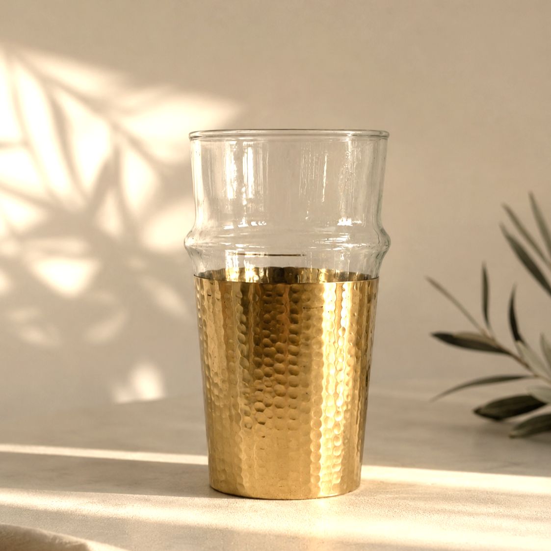 Marokkanske Beldi drikkeglas/teglas, 2 stk. med messing cover
