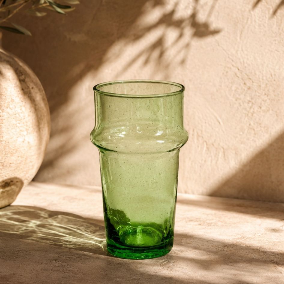 Marokkanske mundblæste glas – 6 stk. GREEN BELDI BUBBLE