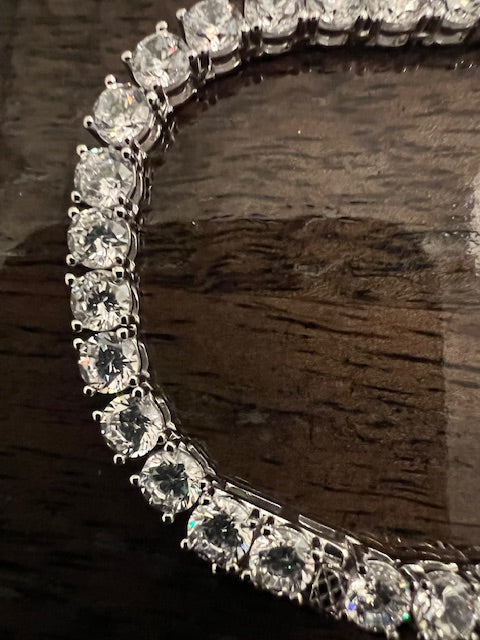 HALSKÆDE, PLATINBELAGT SØLV, 40 cm - 5mm ZIRKON