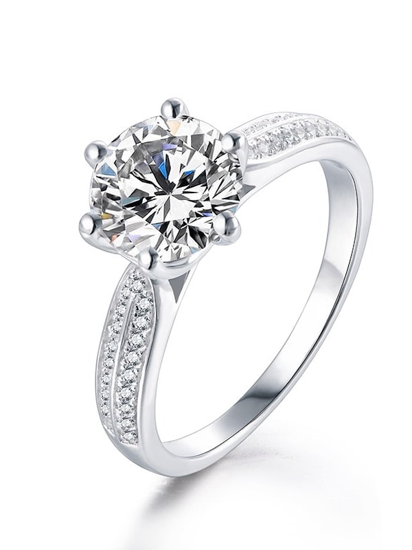 Moissanit - 925 Sterling Sølv C - belagt med Rhodium.