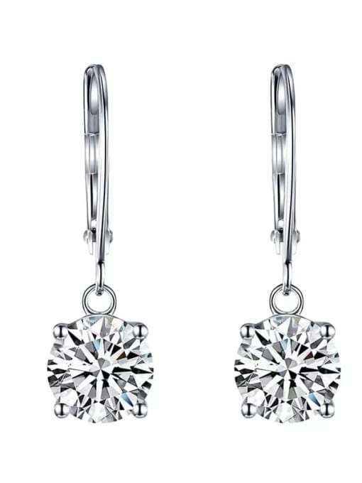 DROP EARRINGS, SØLV BELAGT MED PLATIN, 2 X 0.50 CT LAB. MOISSANITE.