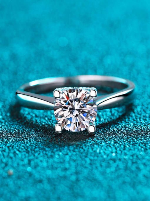 SØLVRING MED MOISSANIT / PLATIN