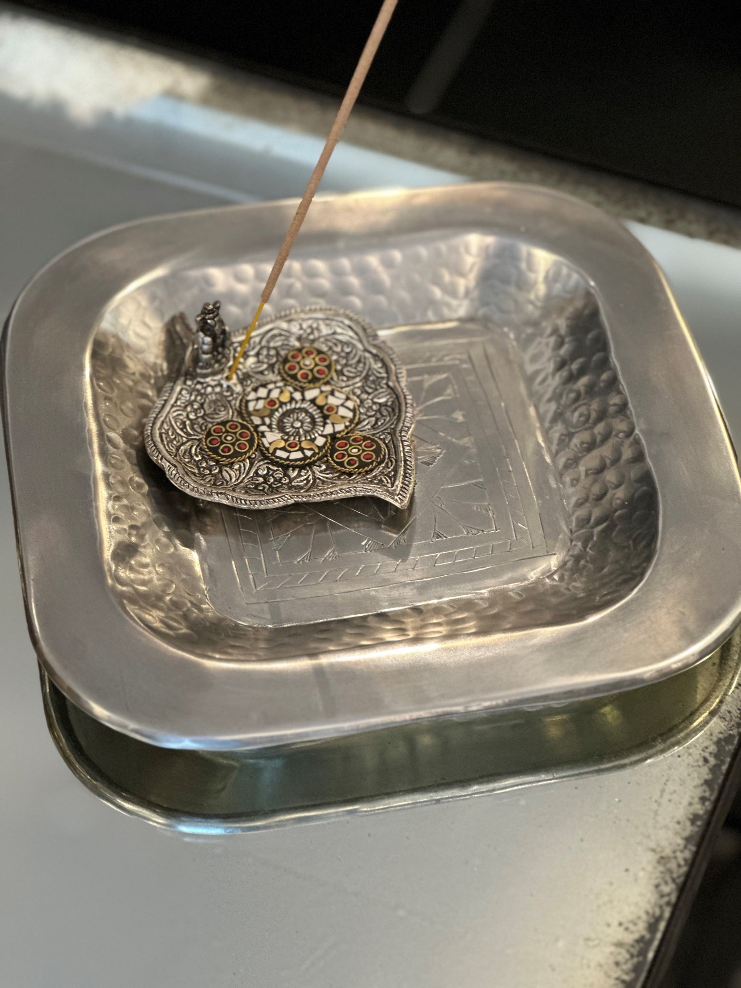 INDIAN SILVER TRAY SMALL