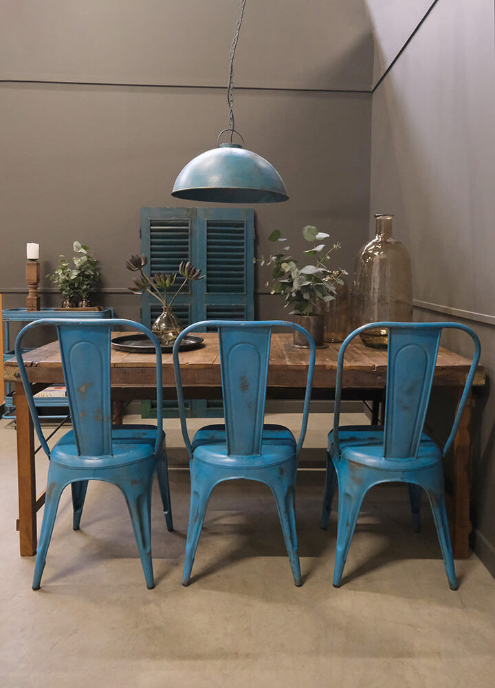 Trademark Living Living spisebordsstol med høj ryg - antikblå