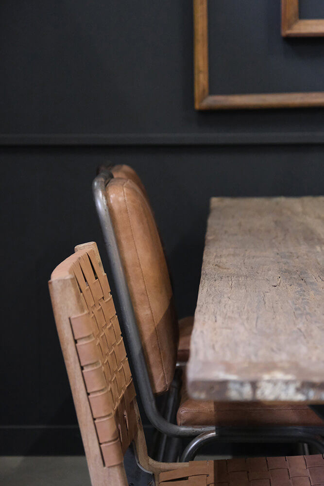 Trademark Living James spisebordsstol med læder flet