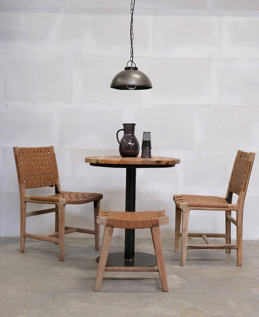 Trademark Living James spisebordsstol med læder flet