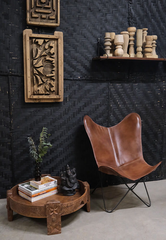 Trademark Living Lazenby loungestol i bøffellæder - brun