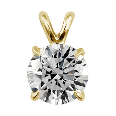 14K Yellow Gold Solitaire Pendant 0.70 ct Diamond
