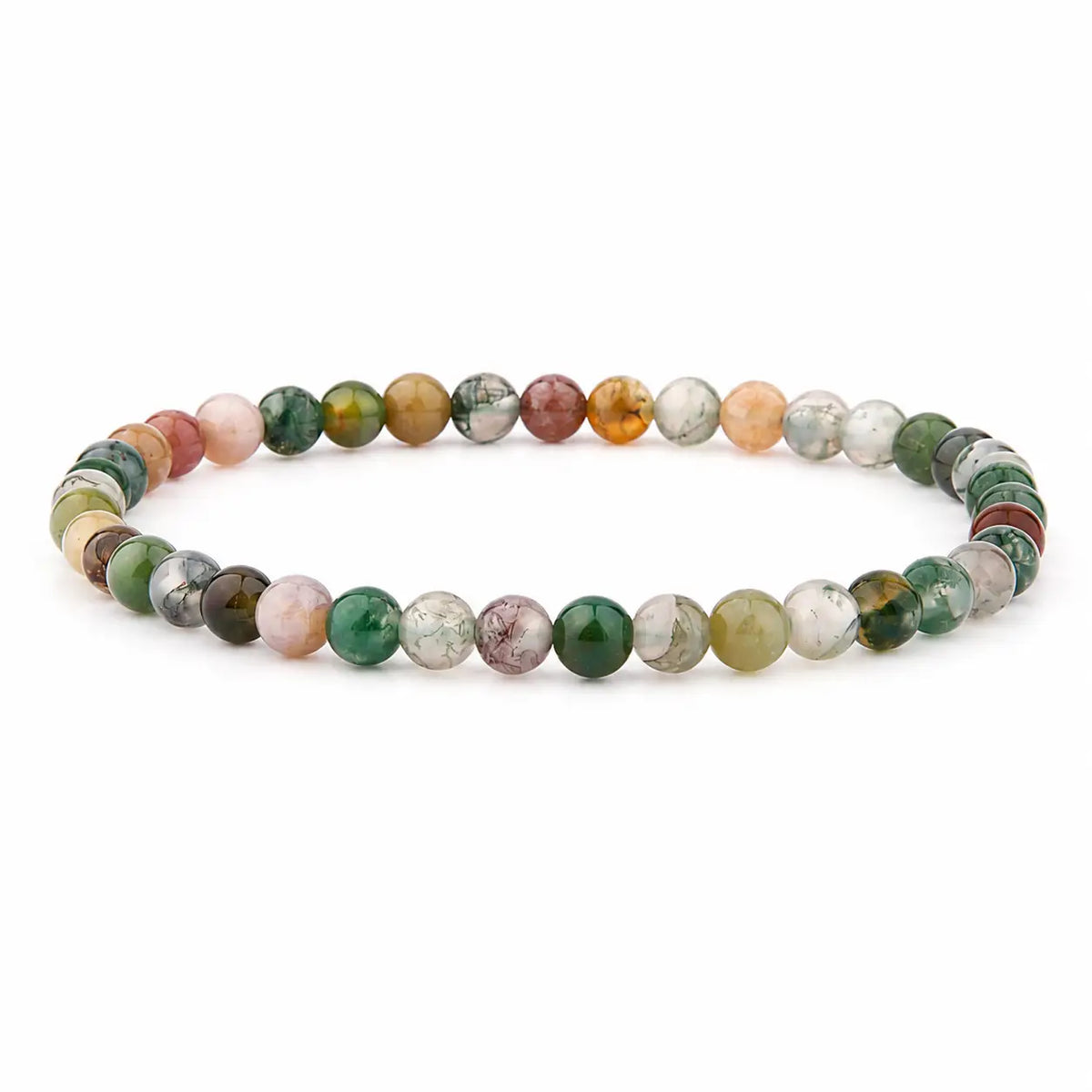 Indian Agate - armbånd, runde perler L ca. 18,5 cm