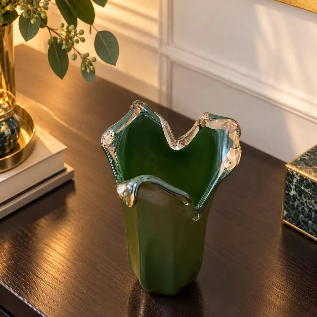 Vaso Tulipano - Mellemstor vase i grøn Murano-glas