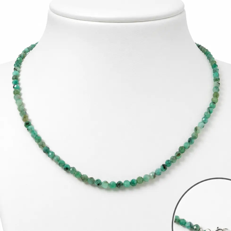 Smaragd Emerald halskæde, 925 sterling sølv, ca. 45 cm