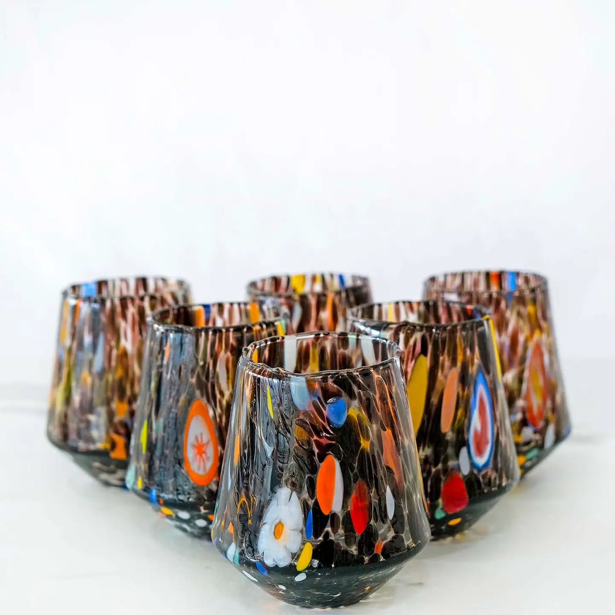 Bicchiere - B8 sort i mundblæst Murano-glas 30 cl - Æske med 6 stk.
