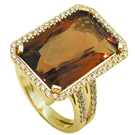 18K Gold Multi Stone Ring 15.70 cttw Citrine & Diamonds