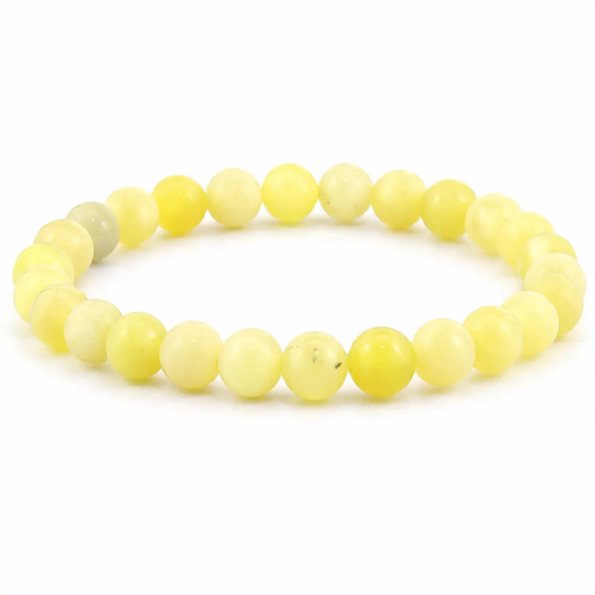 Lemon Jade armbånd runde perler ca. 18,5 cm