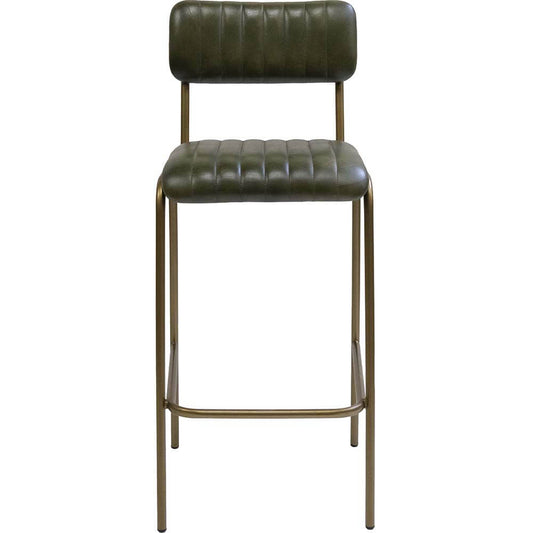 Trademark Living Diner Barstol med quiltet læder - grøn/messing