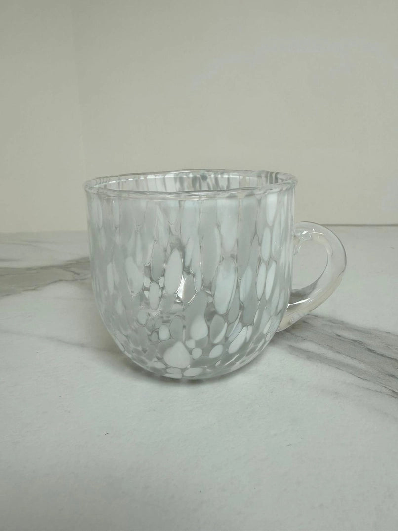 Cappuccino-kop i hvid og grå i muranoglas 250 ml