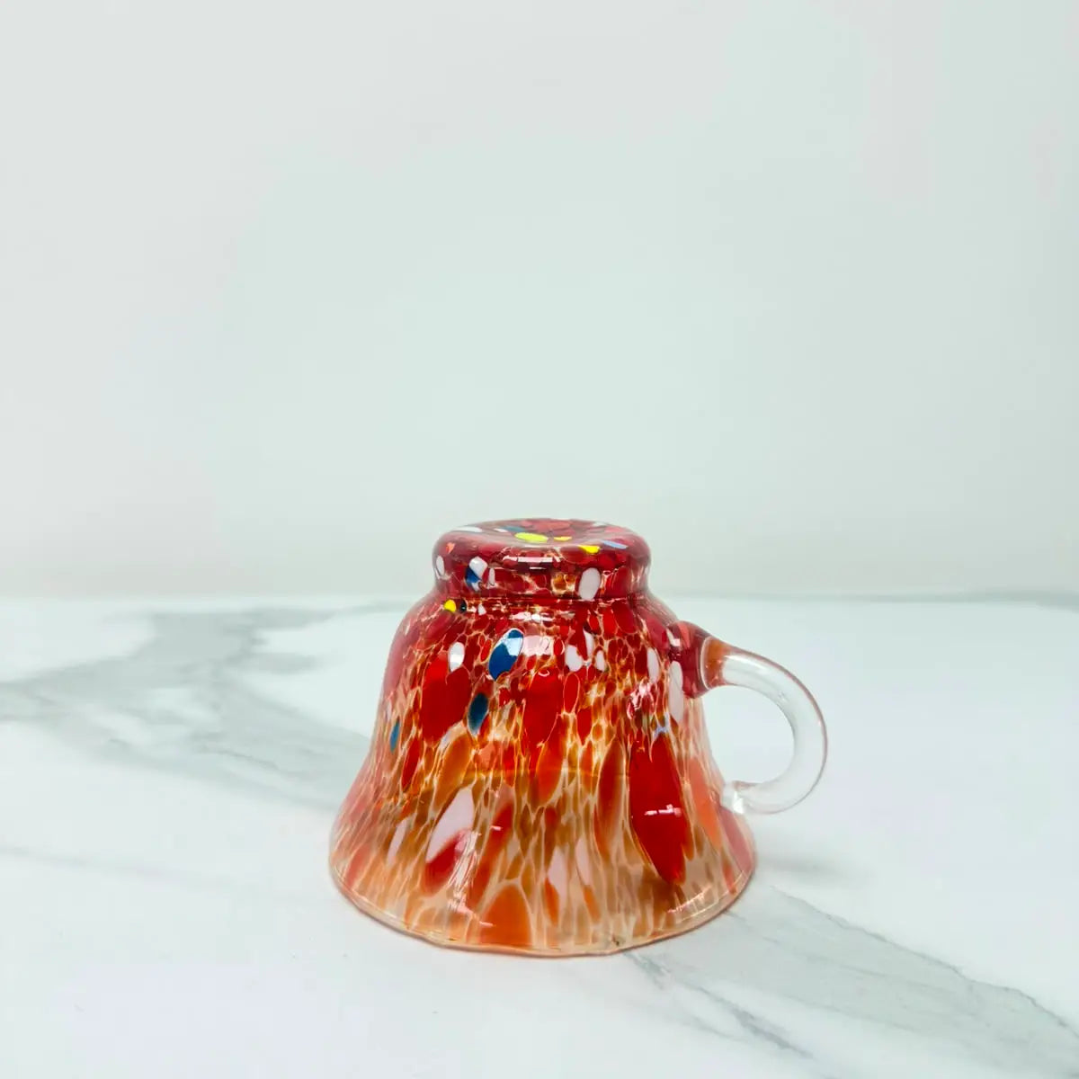 Rød Campanella cappuccino-kop i muranoglas