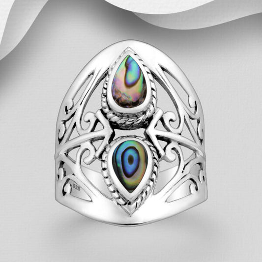 SILVER RING WITH SHELL