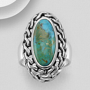 OXIDIZED, SKY BLUE, STERLING SILVER