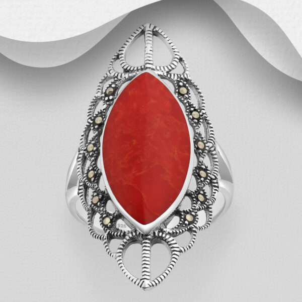 SILVER OXIDIZED RING, DECORATED.