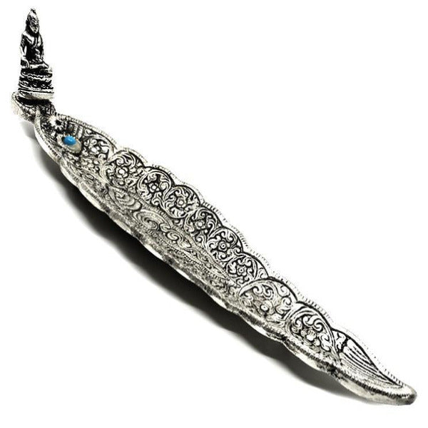 RØGELSESHOLDER LEAF BUDDHA SILVER