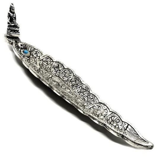 RØGELSESHOLDER LEAF BUDDHA SILVER