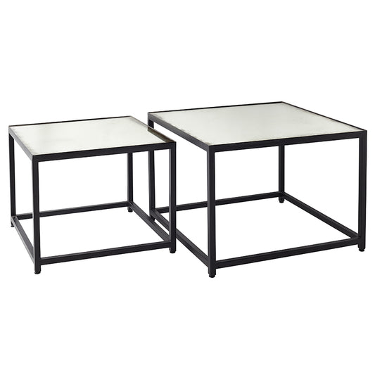 GLASS/METAL COFFEE TABLE/SET 2. KAN OSSE KØBES ENKELT VIS.
