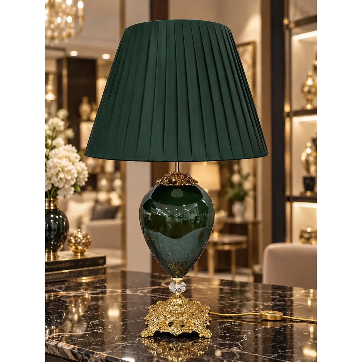 Stor Mary-lampe i grøn med grøn lampeskærm - 70 cm