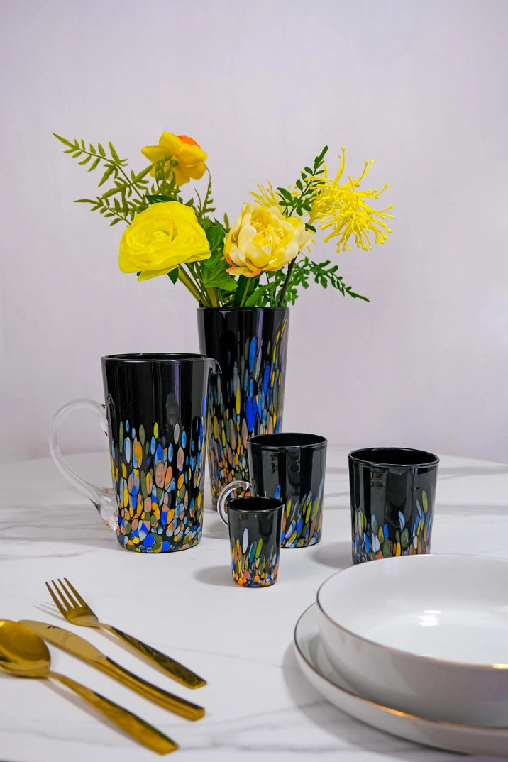 Kop Serie Roma sort i Murano-glas