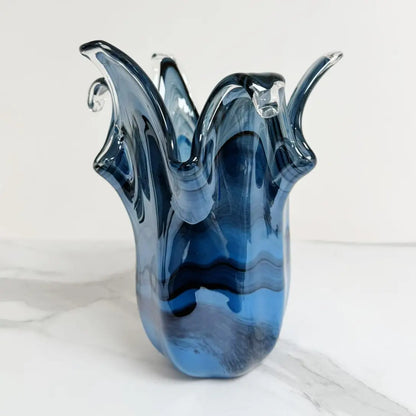 Vaso Giusy  - Avio og sort i Murano-glas - H 25 cm.
