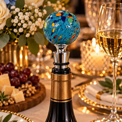 Tyrkis prop til vinflasker i Murano-glas