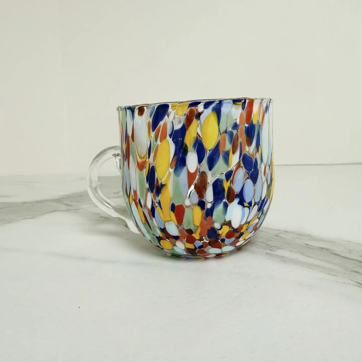 Flerfarvet cappuccino-kop i muranoglas 250 ml