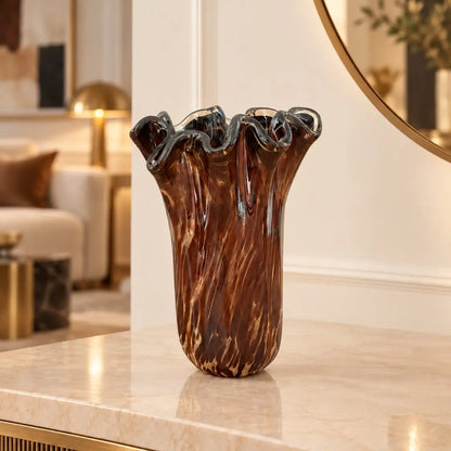 Vaso fazzolett, vase  i Murano-glas H 31 cm.