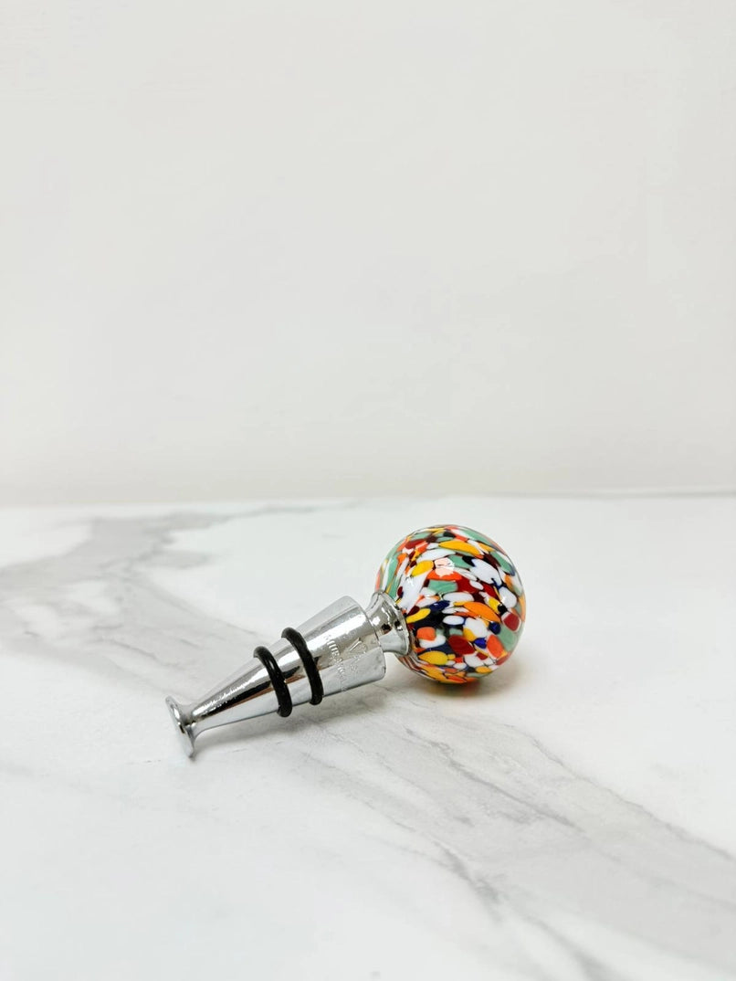 Multifarvet prop til vinflasker i Murano-glas