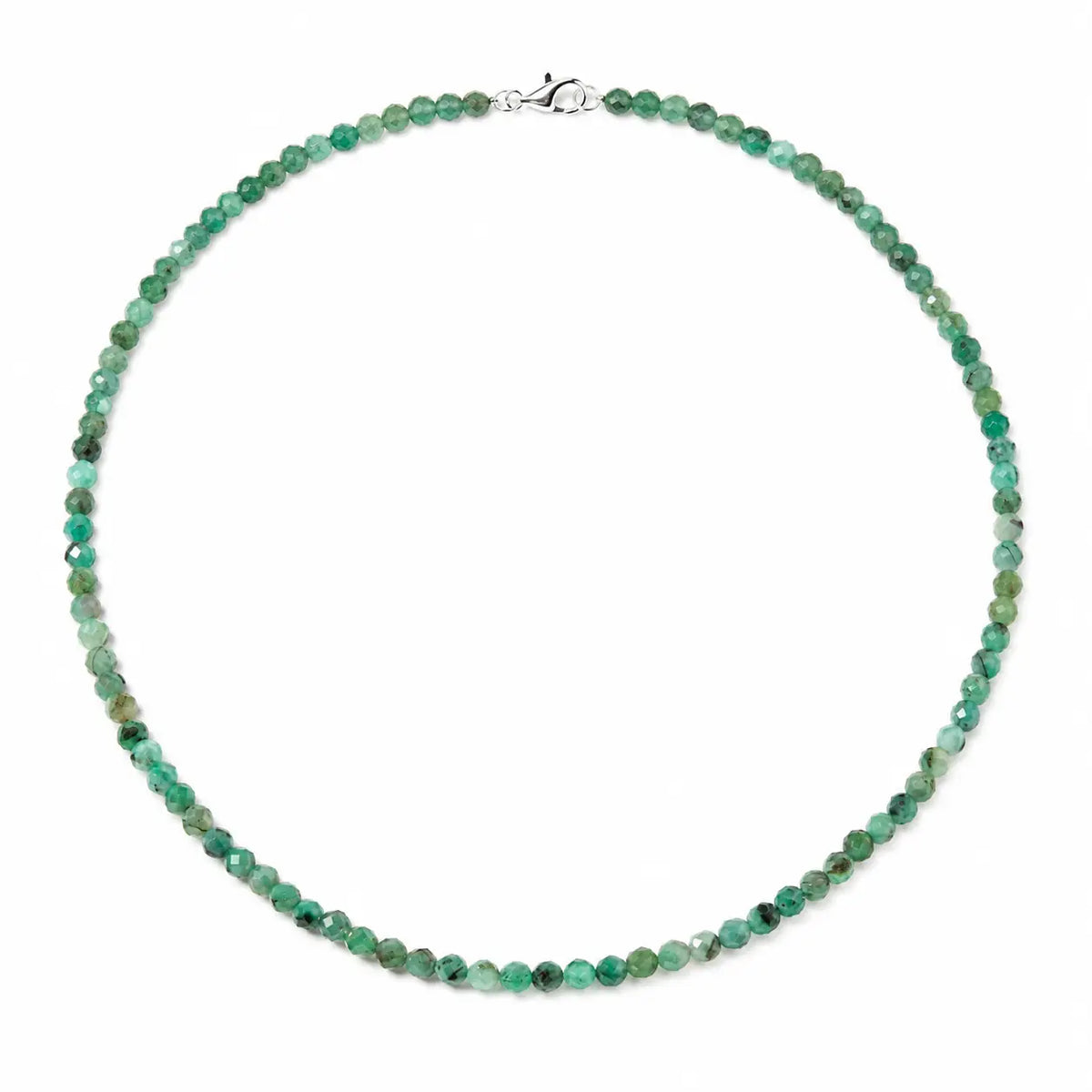 Smaragd Emerald halskæde, 925 sterling sølvlås, ca. 45 cm