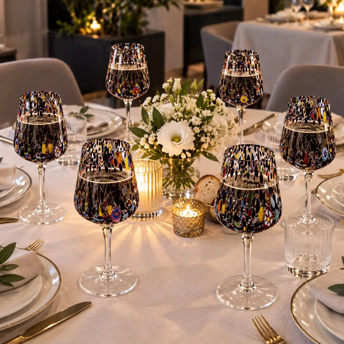 BIcchiere da - vinokollektion B8 sort i Murano-glas