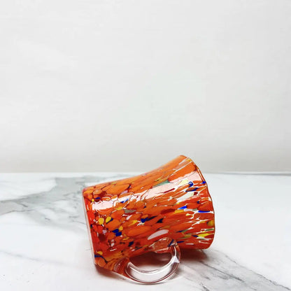 Orange tekop i mundblæst Murano-glas