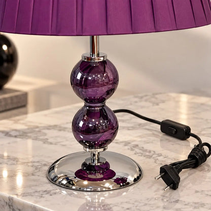 Lille Elizabeth-lampe i wengé med lilla lampeskærm  - H 50 cm.
