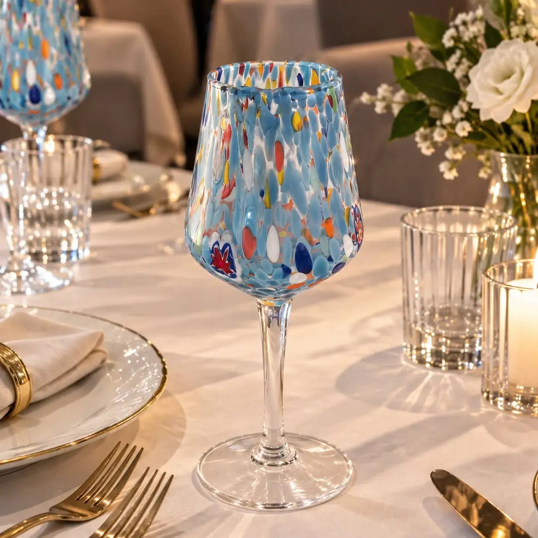 Bicchiere da vino - Kollektion B8 Azurblå i Murano-glas