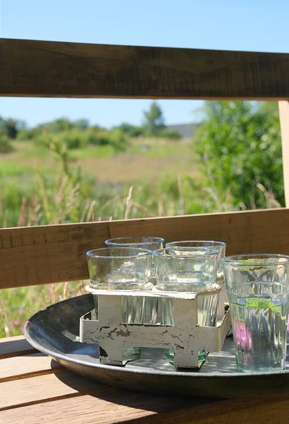 Trademark Living Maya bakke med 6 glas - creme