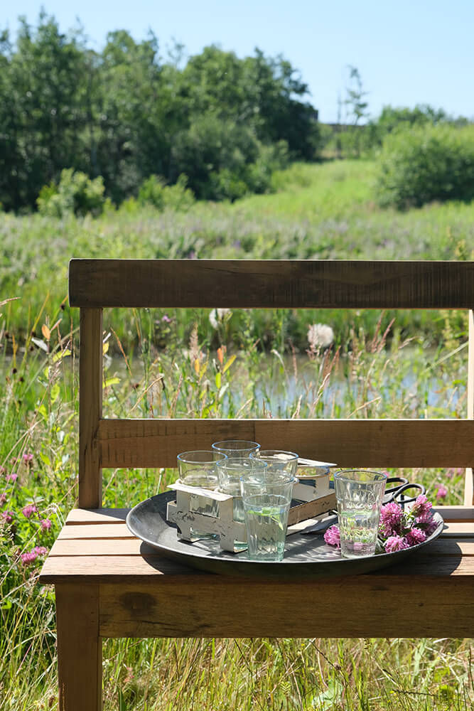 Trademark Living Maya bakke med 6 glas - creme
